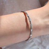 Baguette Round Crystal Bracelet Gunmetal Plated, White Crystal