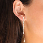 Baguette & Round CZ Strand Drop Earrings Gold Plated, Cubic Zirconia