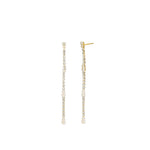 Baguette & Round CZ Strand Drop Earrings Gold Plated, Cubic Zirconia