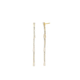 Baguette & Round CZ Strand Drop Earrings Gold Plated, Cubic Zirconia