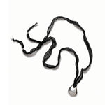 Petal Necklace Sterling Silver, Black Silk Cord