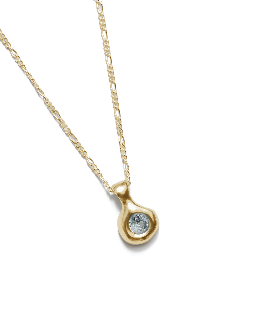 Liv Necklace 14k Gold Plated, Synthetic Aquamarine