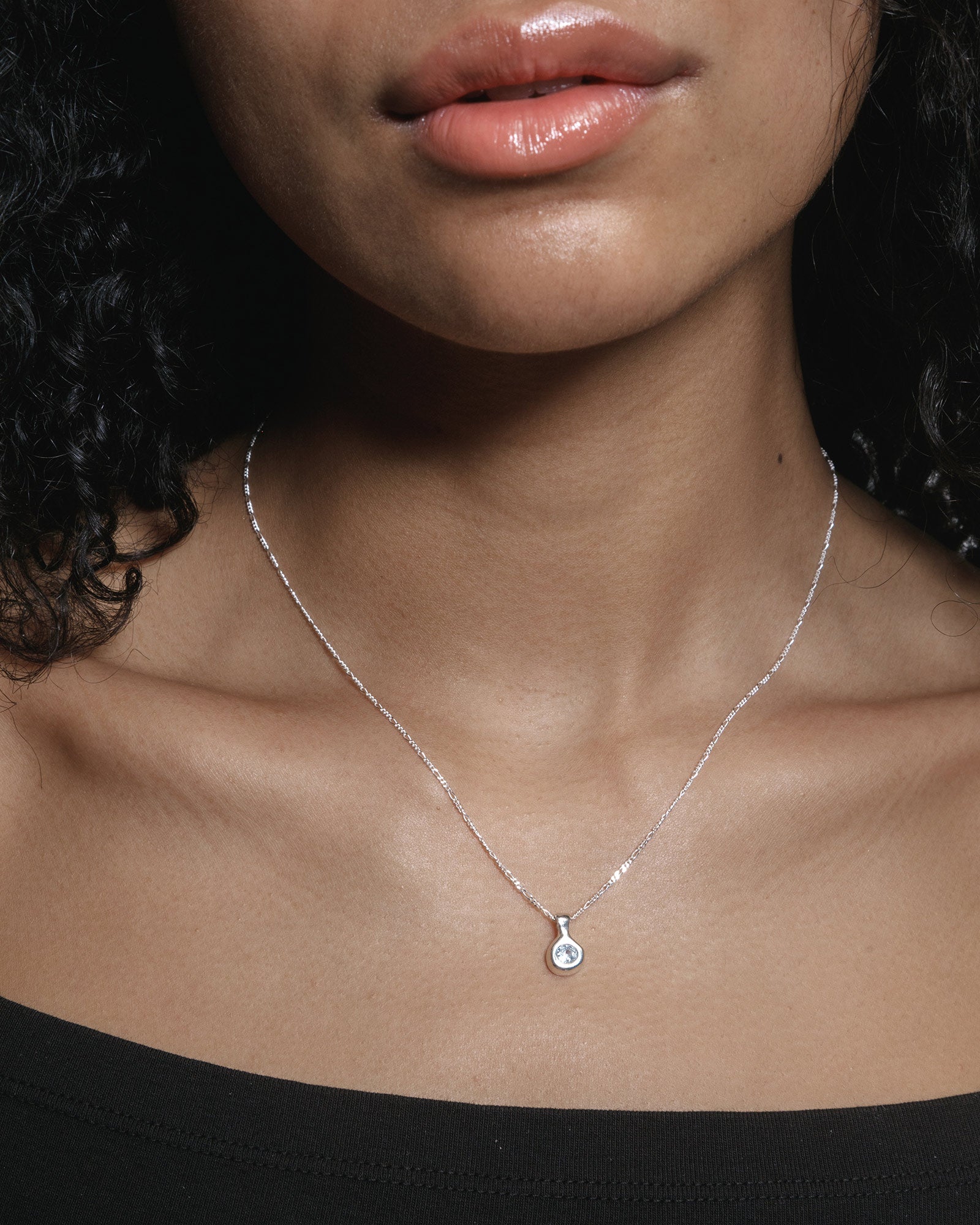 Liv Necklace Sterling Silver, Synthetic Aquamarine
