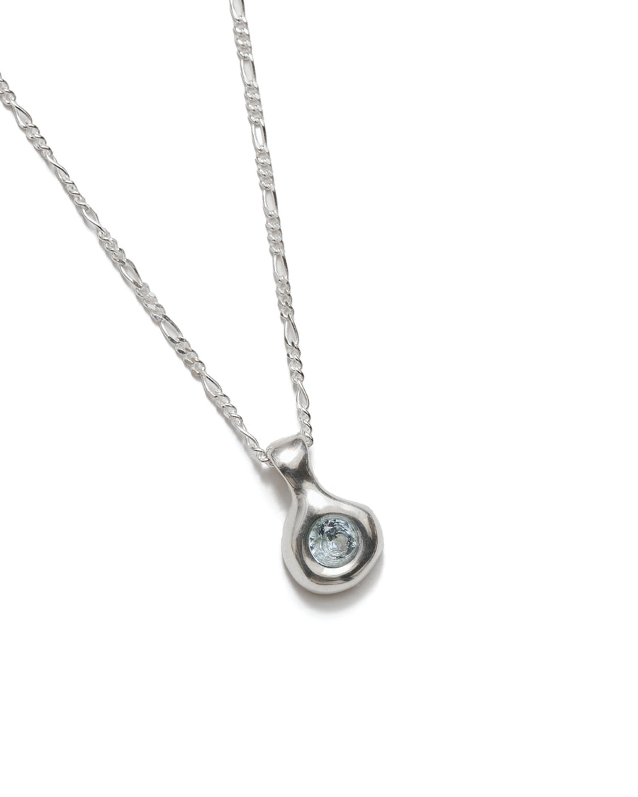 Liv Necklace Sterling Silver, Synthetic Aquamarine