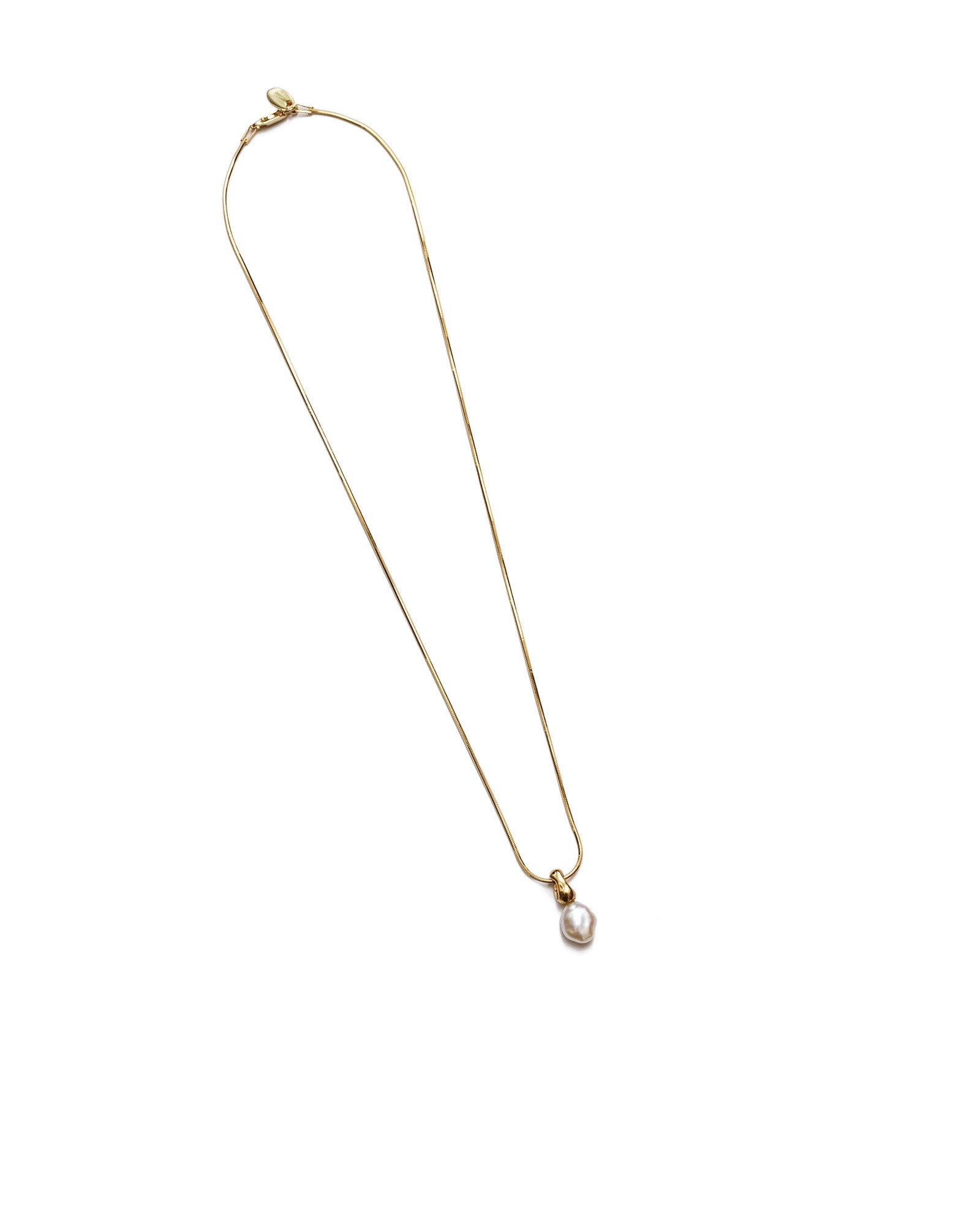 Emmy Necklace 14k Gold Plated, White Pearl