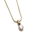 Emmy Necklace 14k Gold Plated, White Pearl