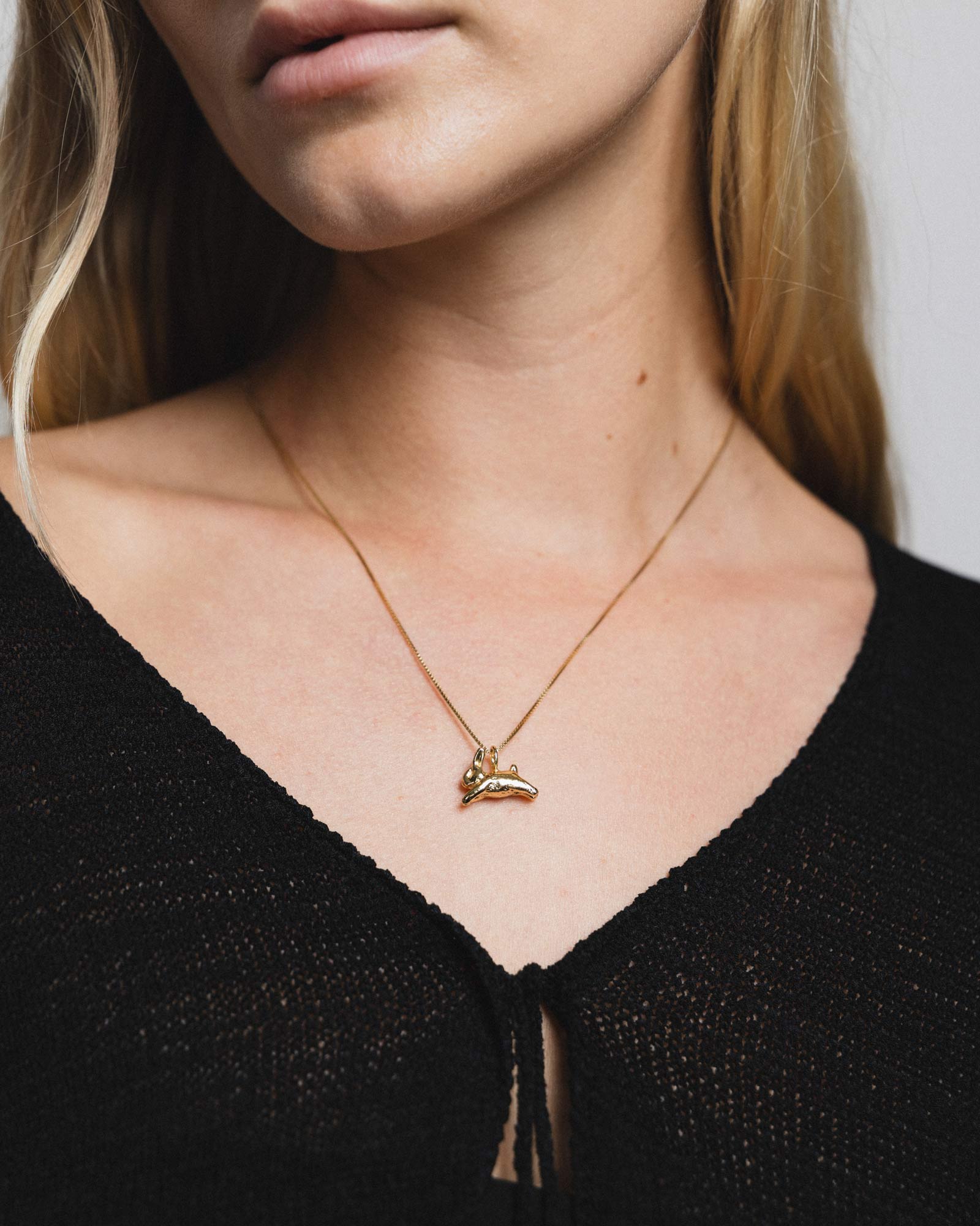Bunny Charm Necklace 14k Gold Plated