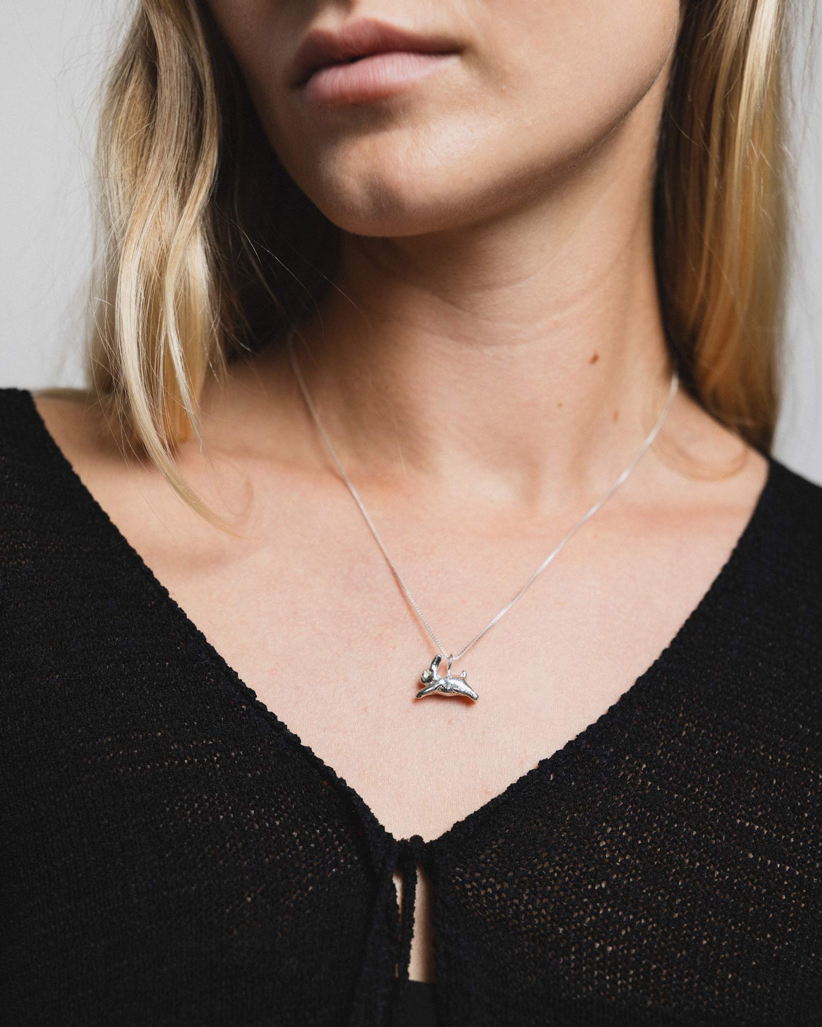 Bunny Charm Necklace Sterling Silver