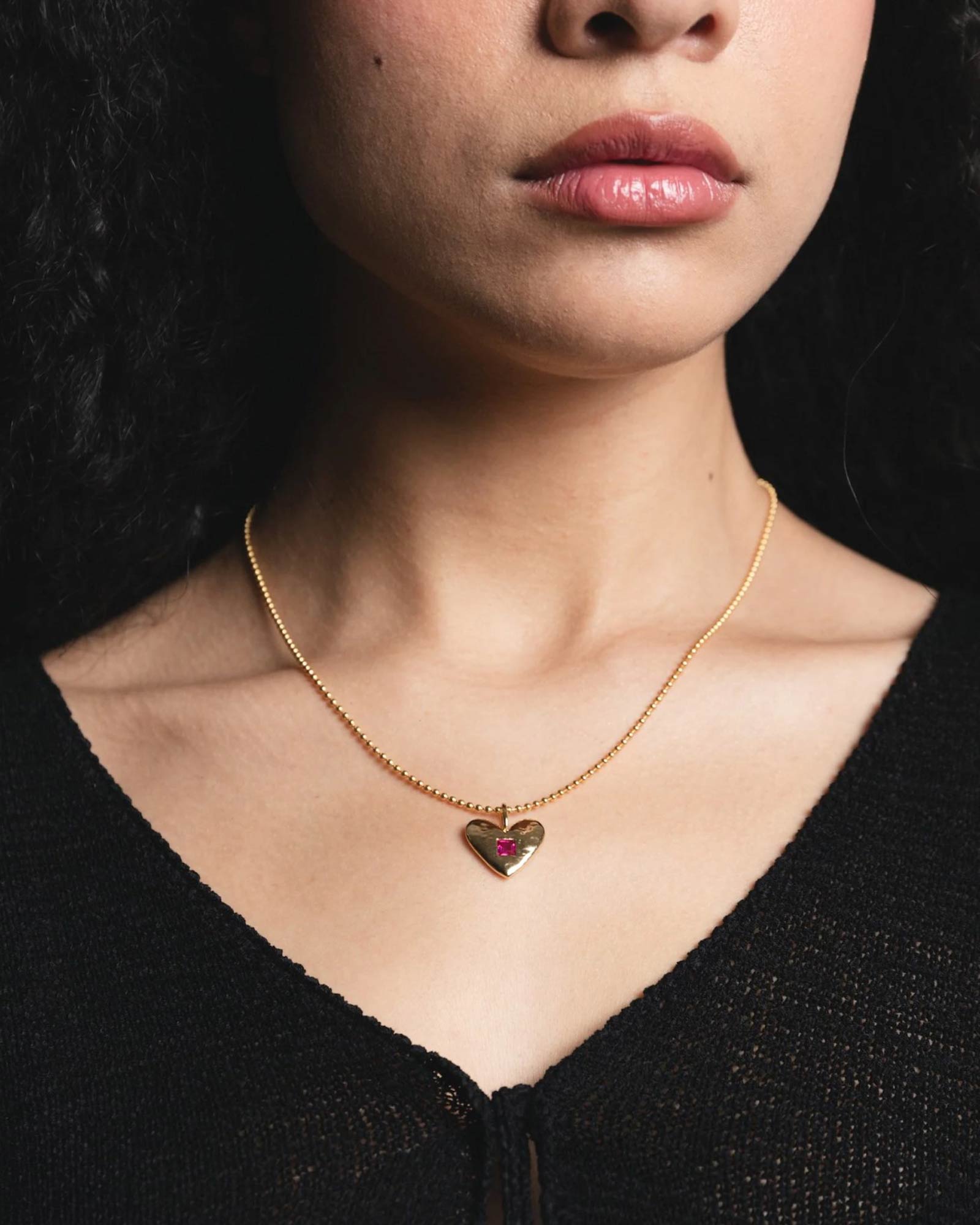 Isabel Necklace 14k Gold Plated, Ruby
