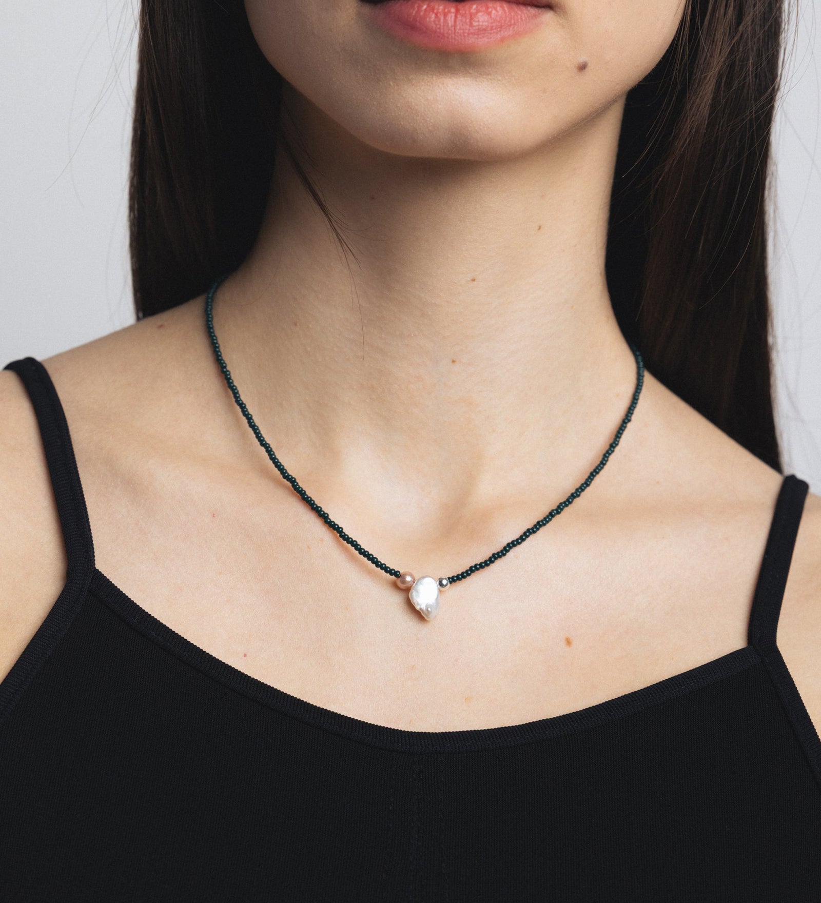 Addison Necklace Sterling Silver, White Pearl