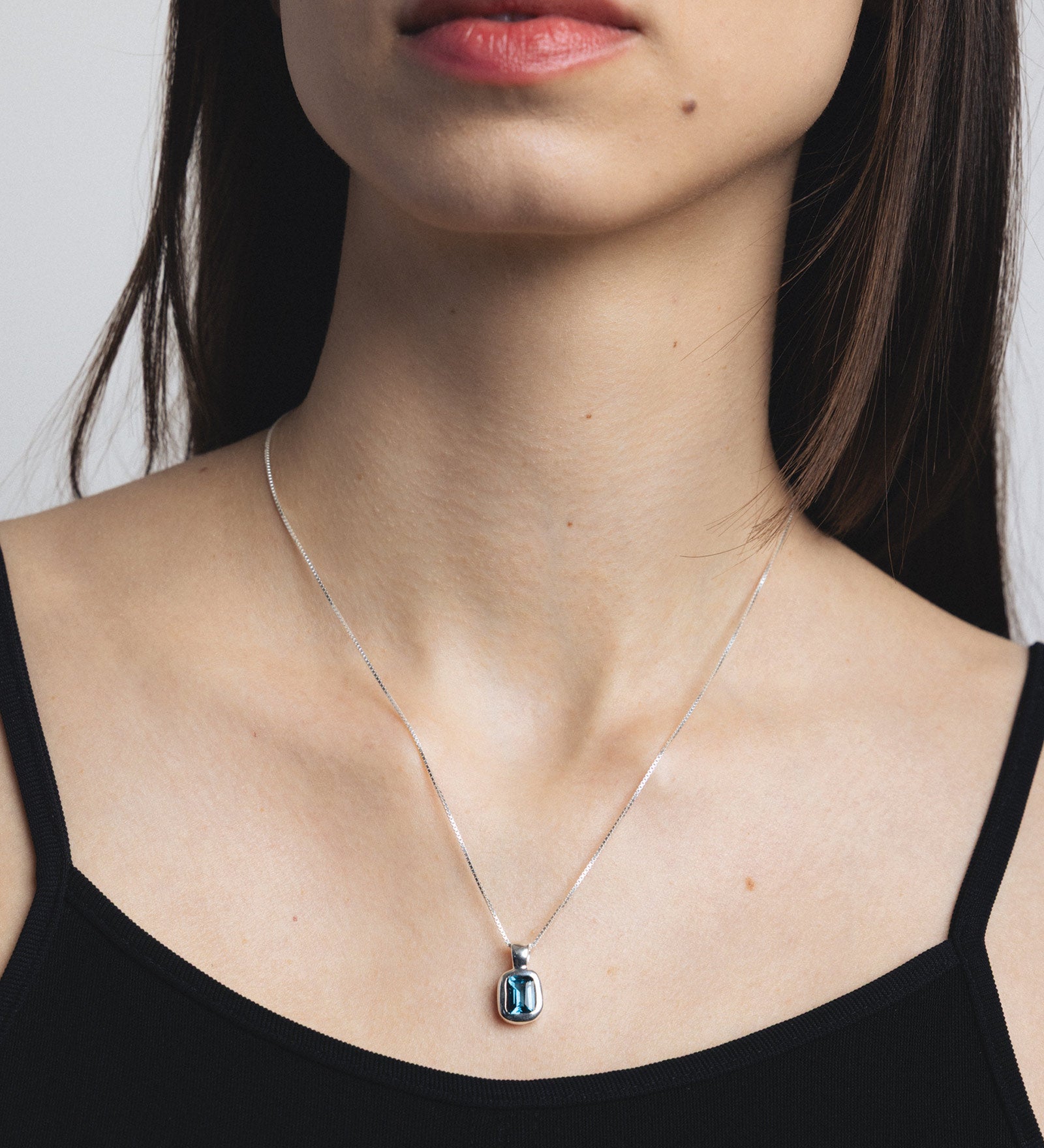 Freya Necklace Sterling Silver, Blue Topaz