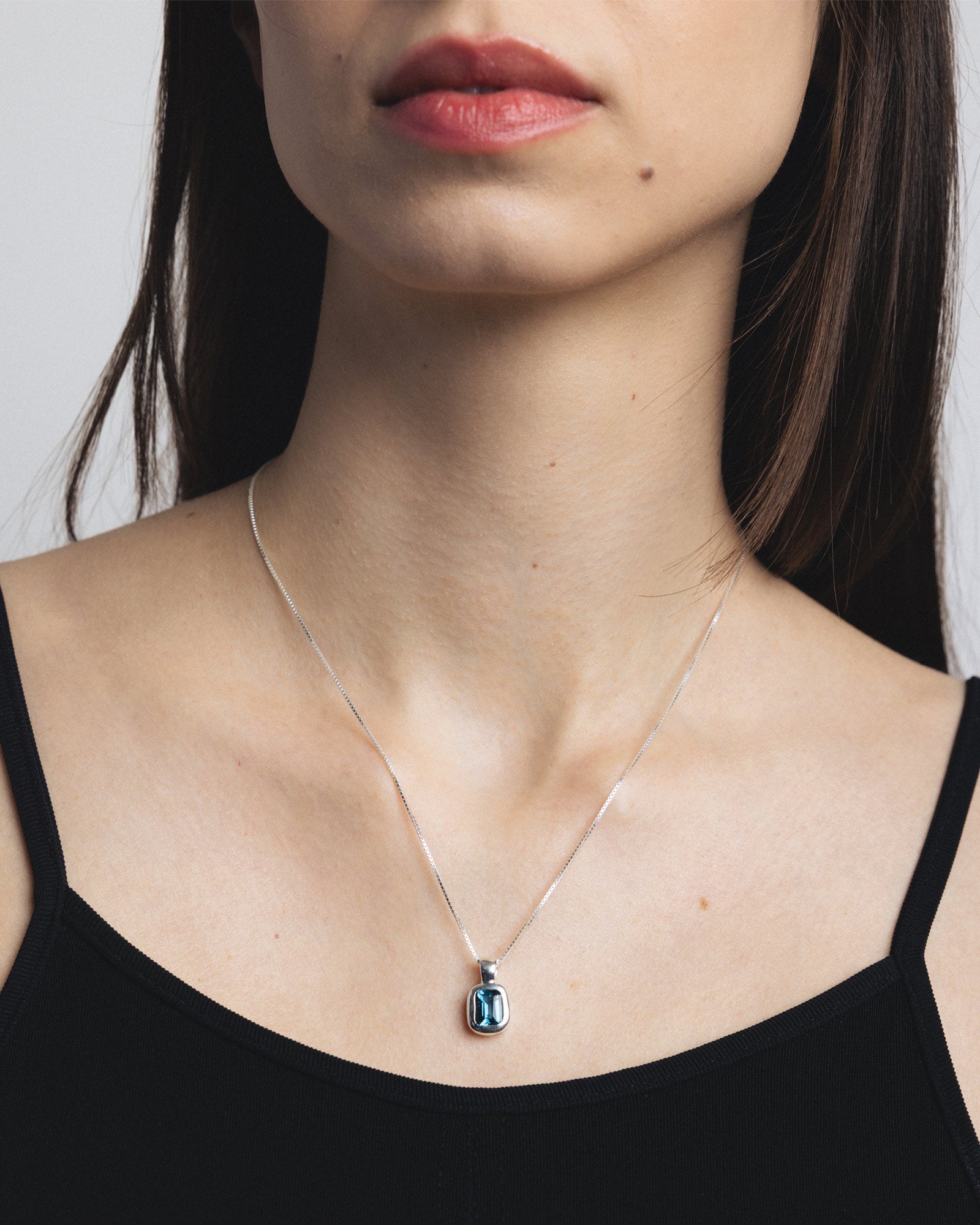 Freya Necklace Sterling Silver, Blue Topaz