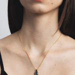 Freya Necklace 14k Gold Plated Brass, Blue Topaz