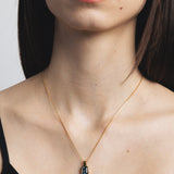 Freya Necklace 14k Gold Plated Brass, Blue Topaz