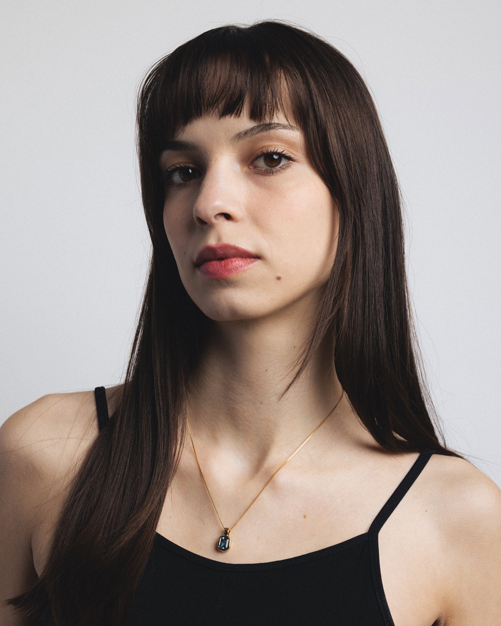 Freya Necklace 14k Gold Plated Brass, Blue Topaz