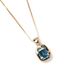 Freya Necklace 14k Gold Plated Brass, Blue Topaz