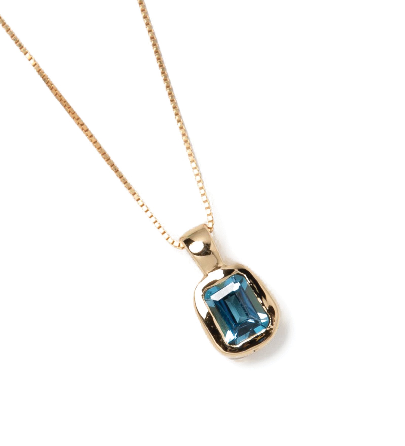 Freya Necklace 14k Gold Plated Brass, Blue Topaz