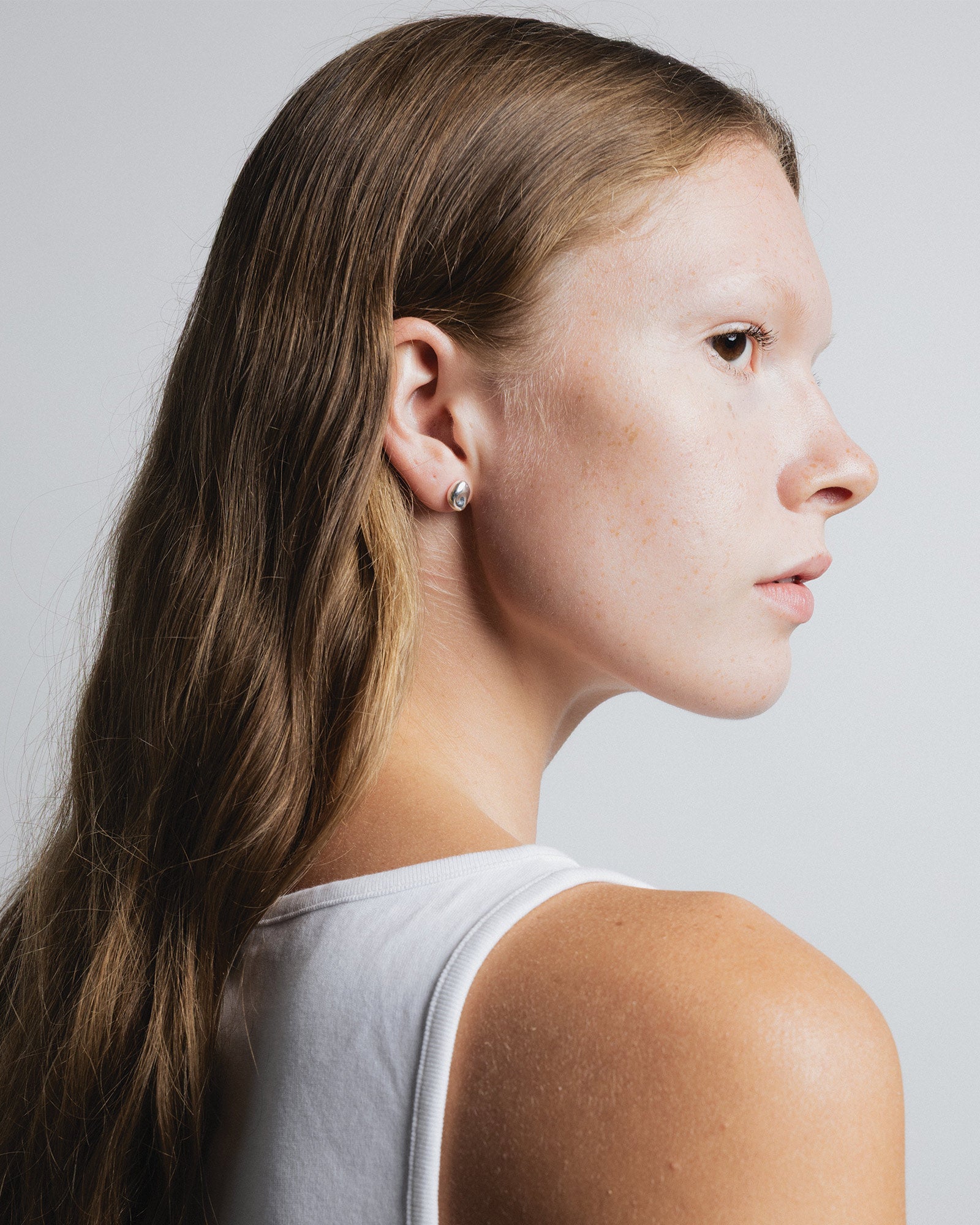 Bean Stud Earrings Sterling Silver