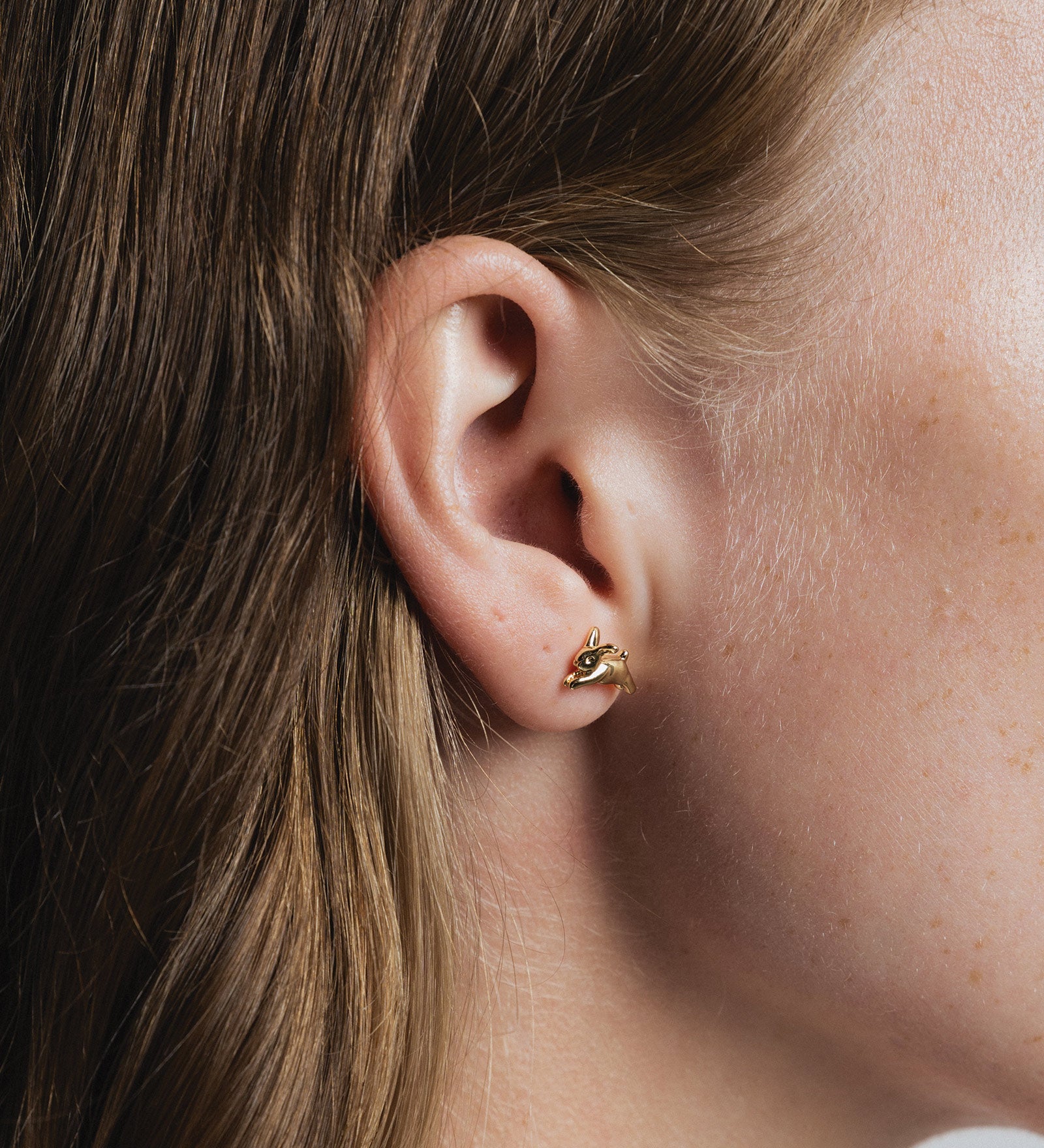 Bunny Stud Earring 14k Gold Plated