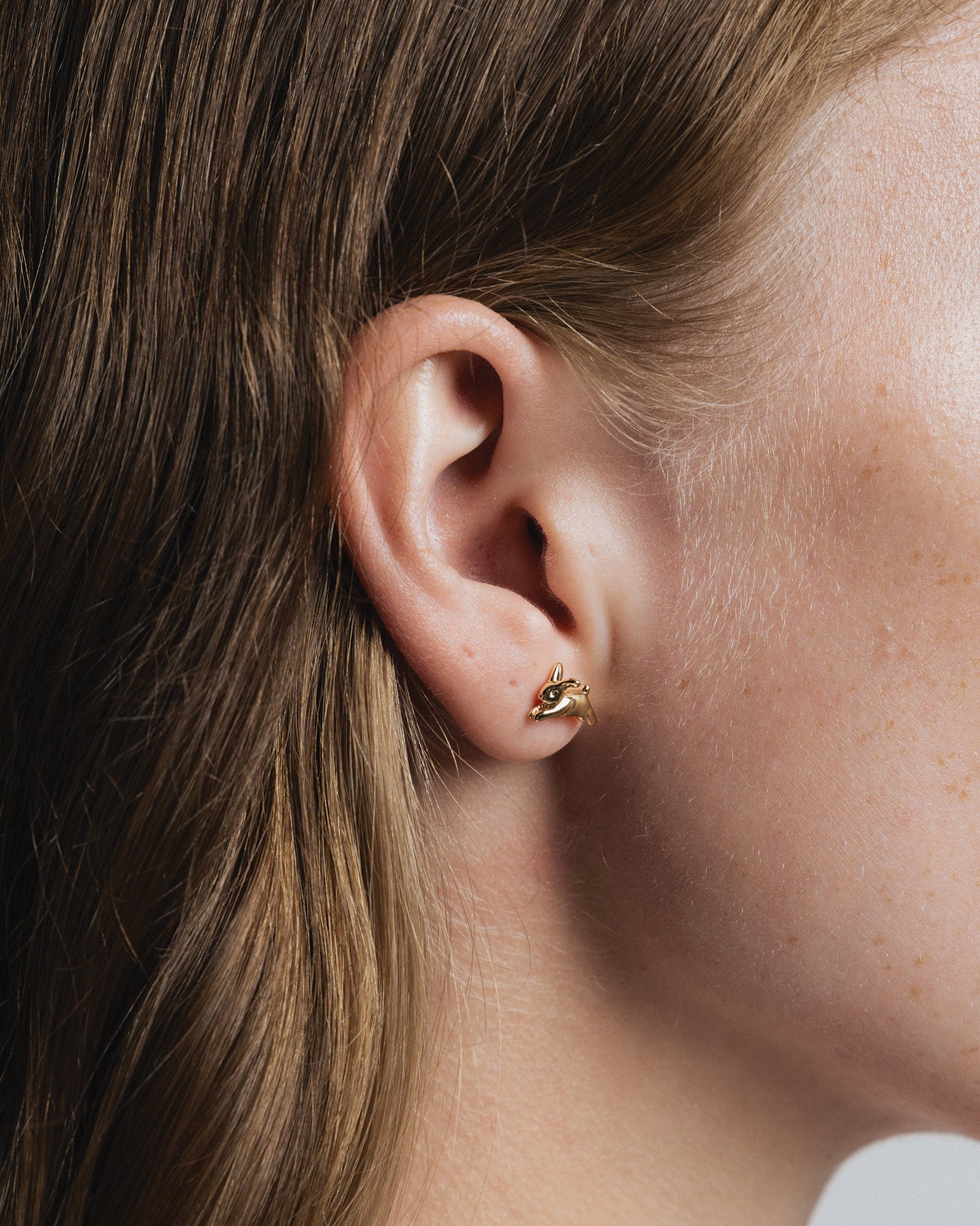 Bunny Stud Earring 14k Gold Plated