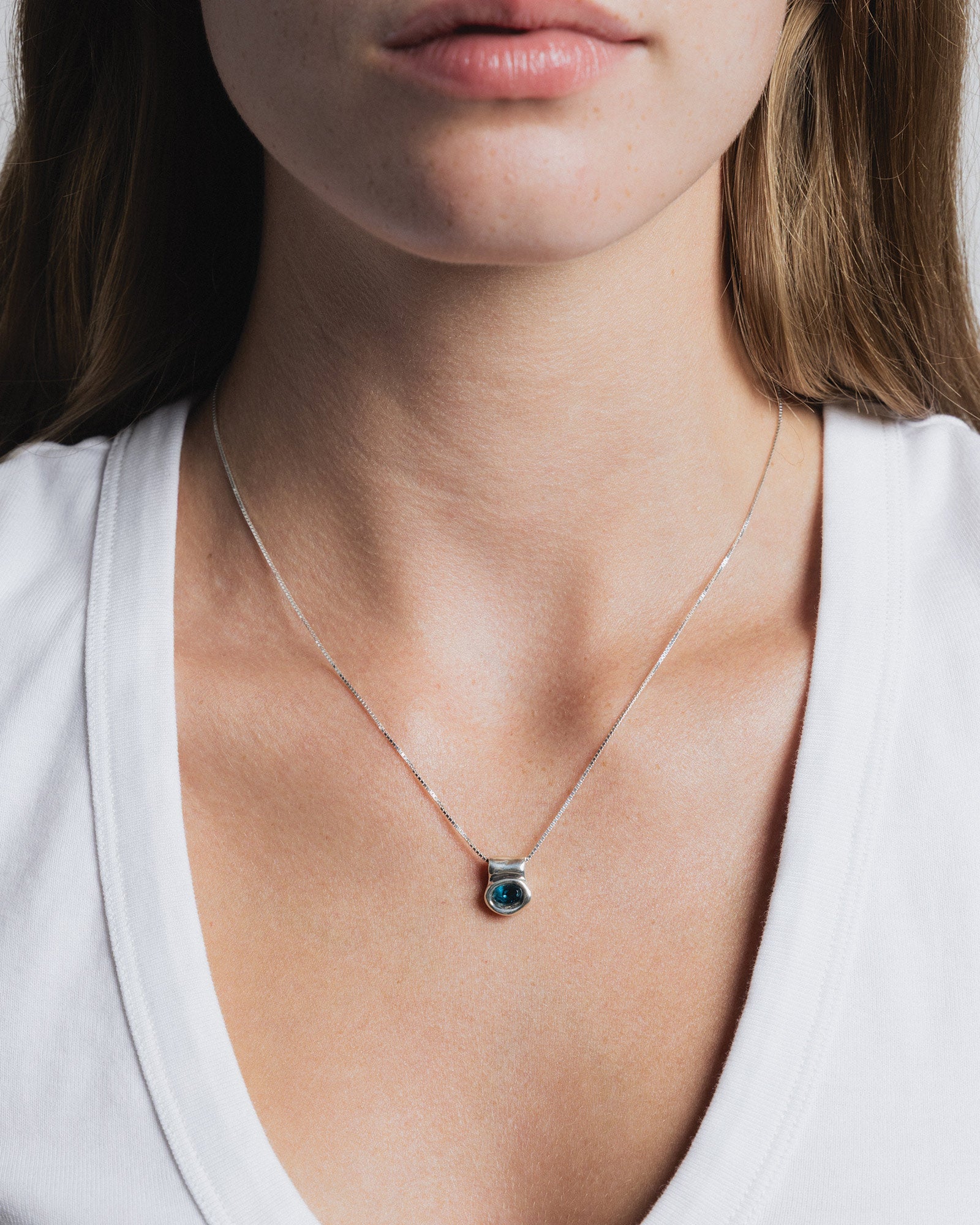 Cora Necklace Sterling Silver, Blue Topaz