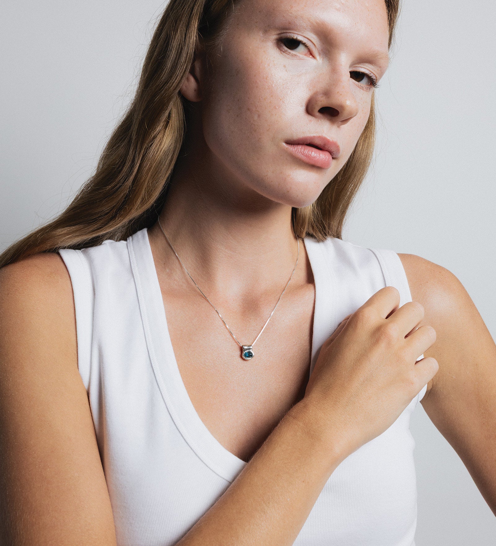Cora Necklace Sterling Silver, Blue Topaz