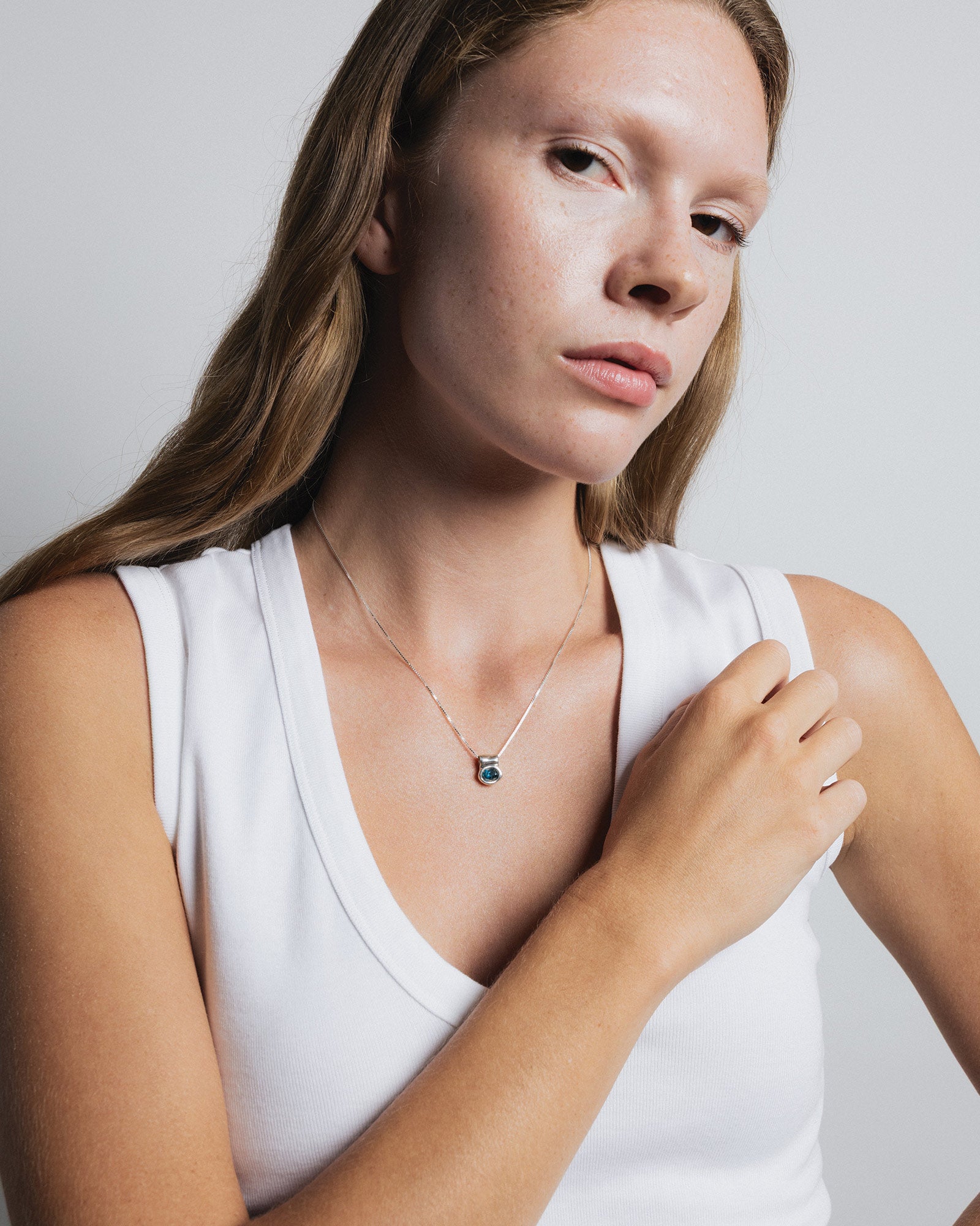 Cora Necklace Sterling Silver, Blue Topaz