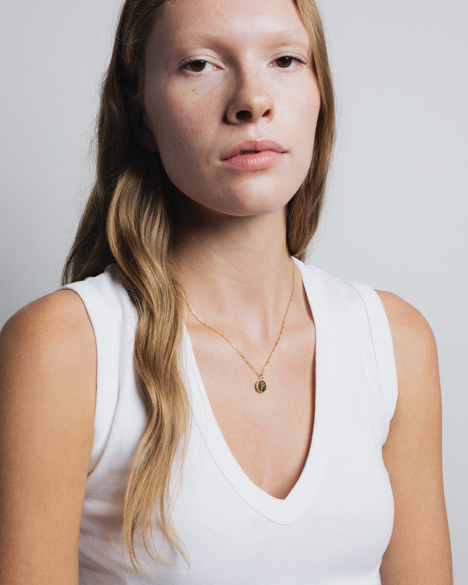 Rose Coin Necklace 14k Gold Plated
