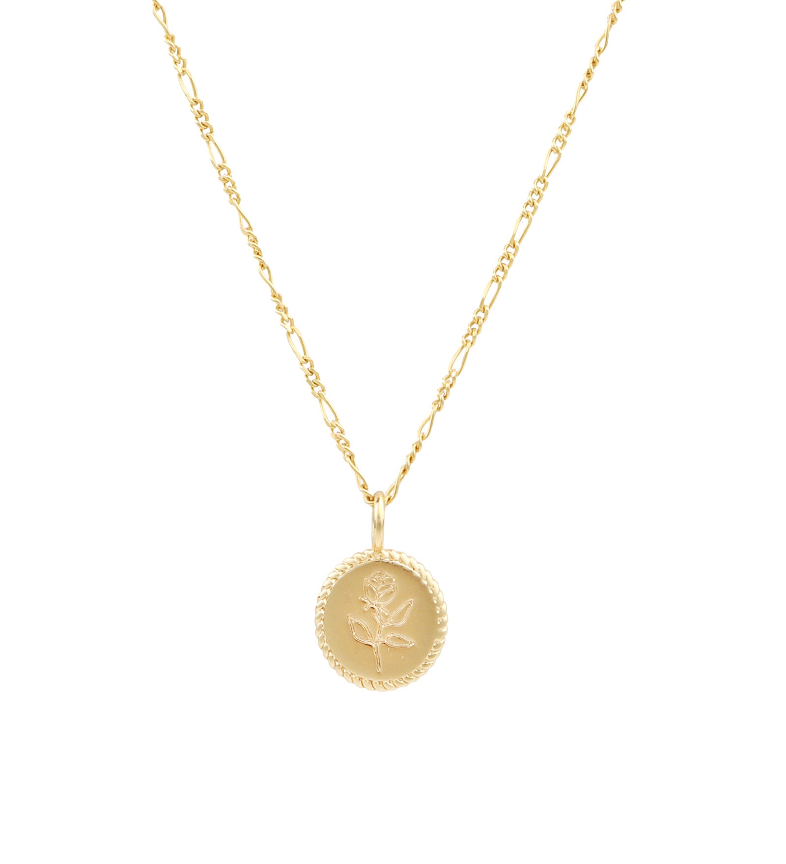 Wolf Circus-Mini Rose Coin Necklace-Necklaces-14k Gold Plated-Blue Ruby Jewellery-Vancouver Canada