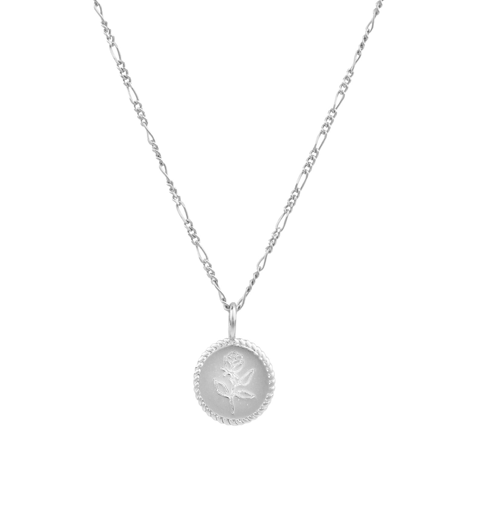 Wolf Circus-Mini Rose Coin Necklace-Necklaces-Sterling Silver-Blue Ruby Jewellery-Vancouver Canada