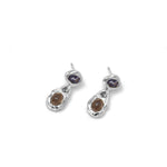 Avery Earrings Sterling Silver, Iolite, Smoke Quartz