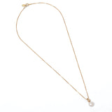 Emmy Box Chain Necklace 14k Gold Plated, White Pearl