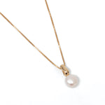 Emmy Box Chain Necklace 14k Gold Plated, White Pearl