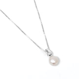 Emmy Box Chain Necklace Sterling Silver, White Pearl