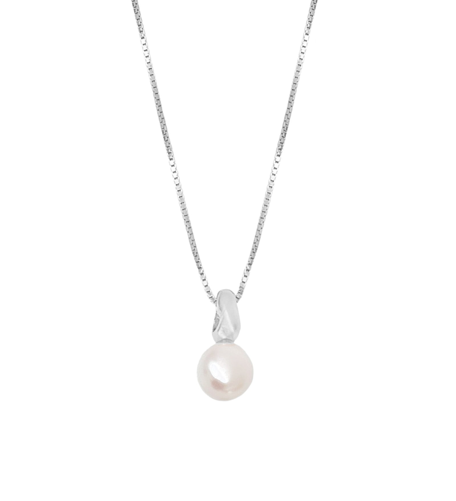 Wolf Circus-Emmy Box Chain Necklace-Necklaces-Sterling Silver, White Pearl-Blue Ruby Jewellery-Vancouver Canada