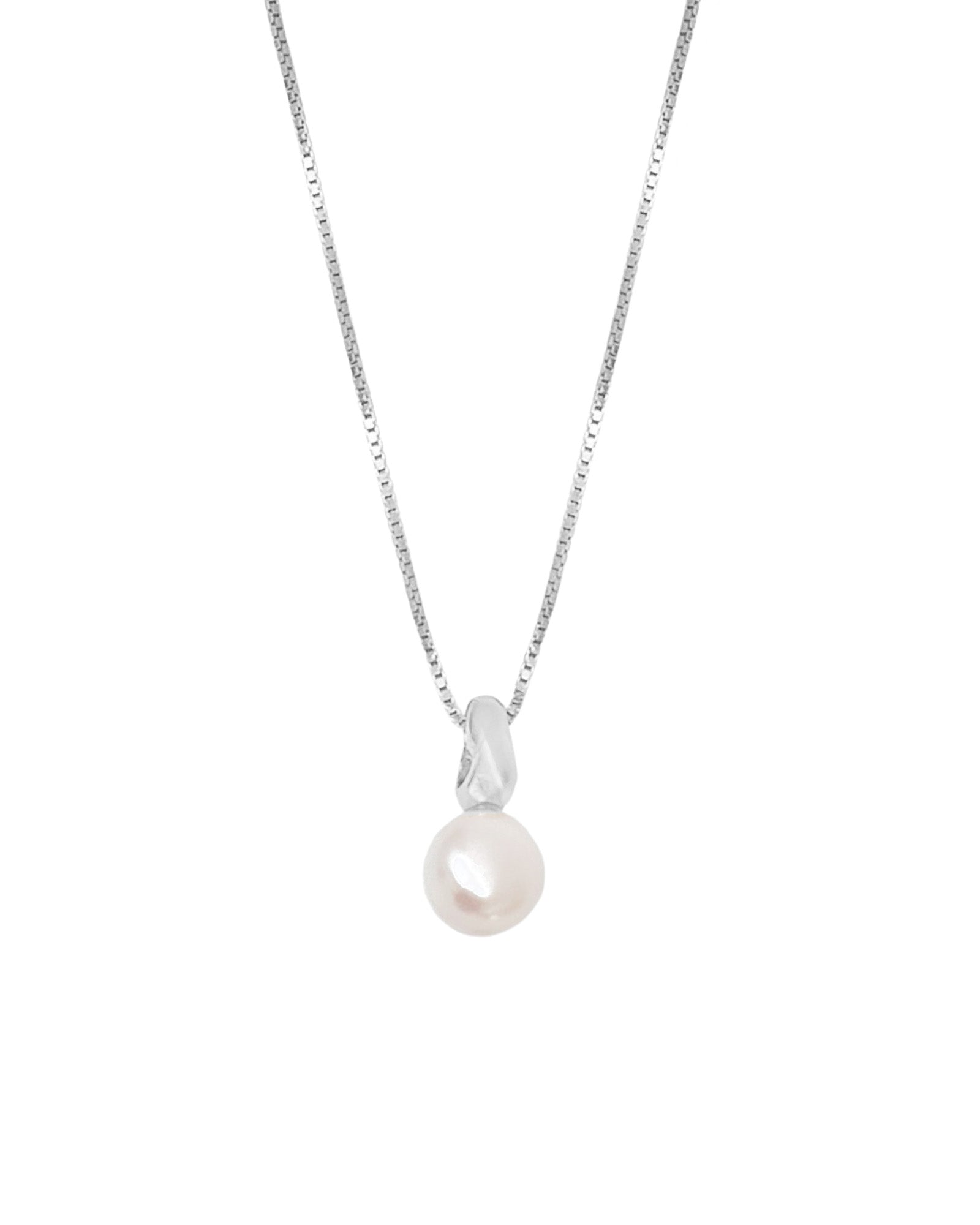 Wolf Circus-Emmy Box Chain Necklace-Necklaces-Sterling Silver, White Pearl-Blue Ruby Jewellery-Vancouver Canada