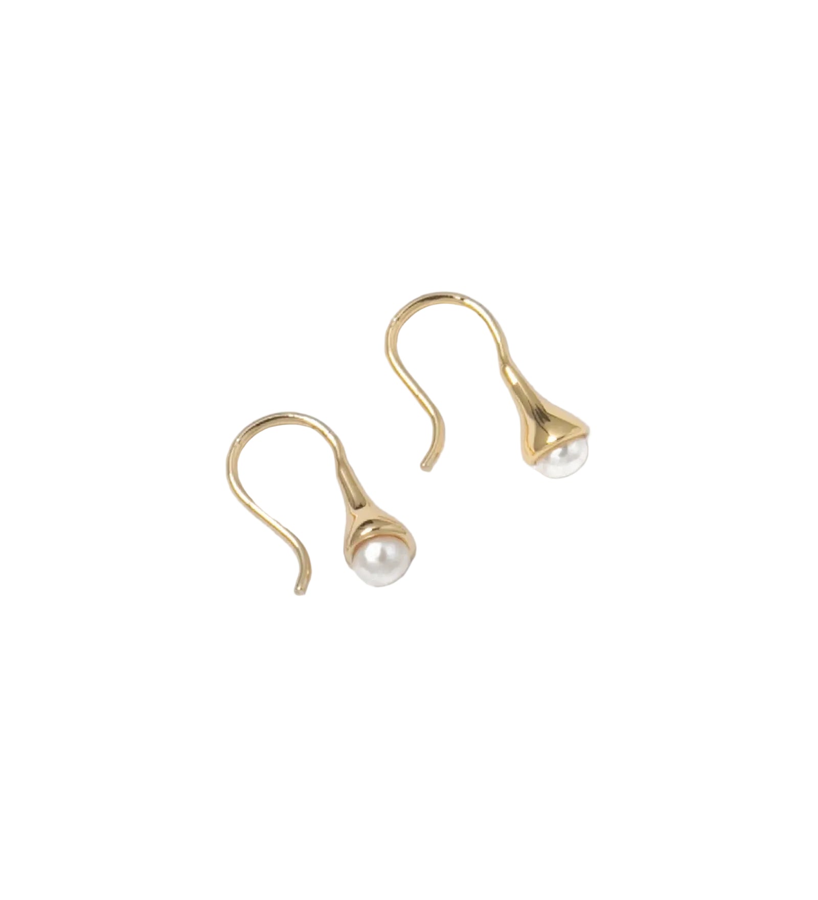 Small Anna Earrings 14k Gold Plated, White Pearl