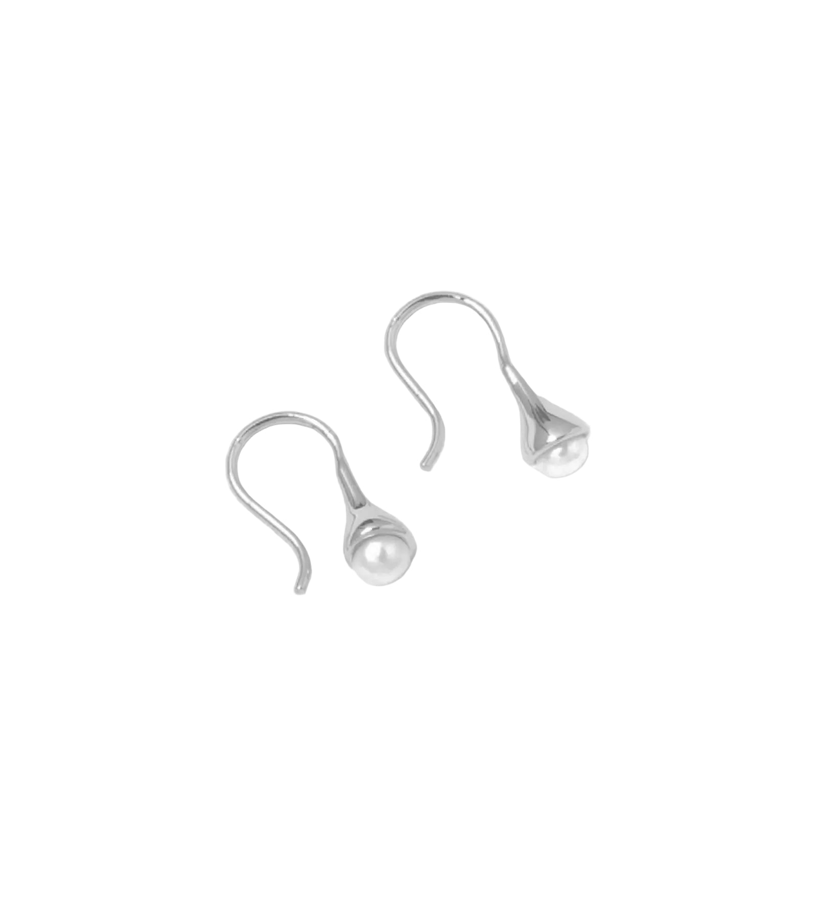 Small Anna Earrings Sterling Silver, White Pearl