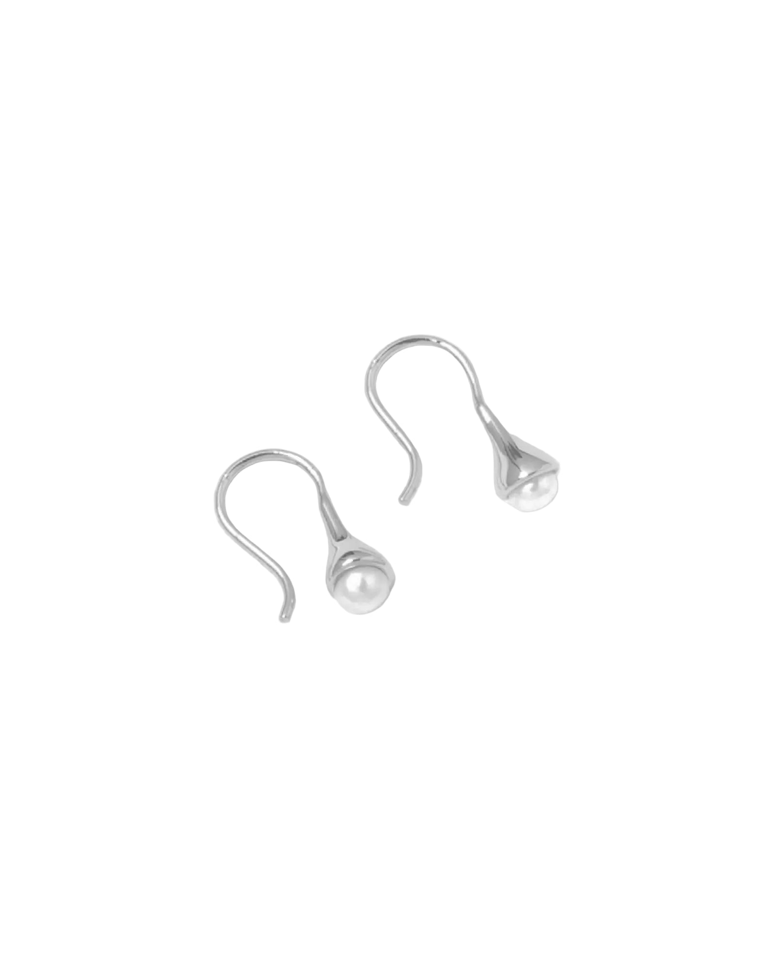 Small Anna Earrings Sterling Silver, White Pearl