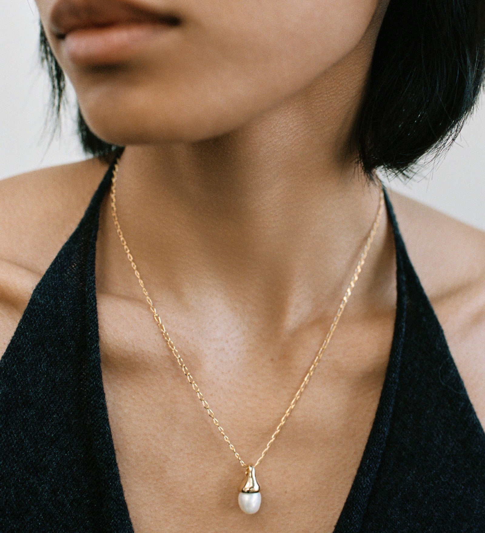 Anna Necklace | 18" 14k Gold Plated, White Pearl