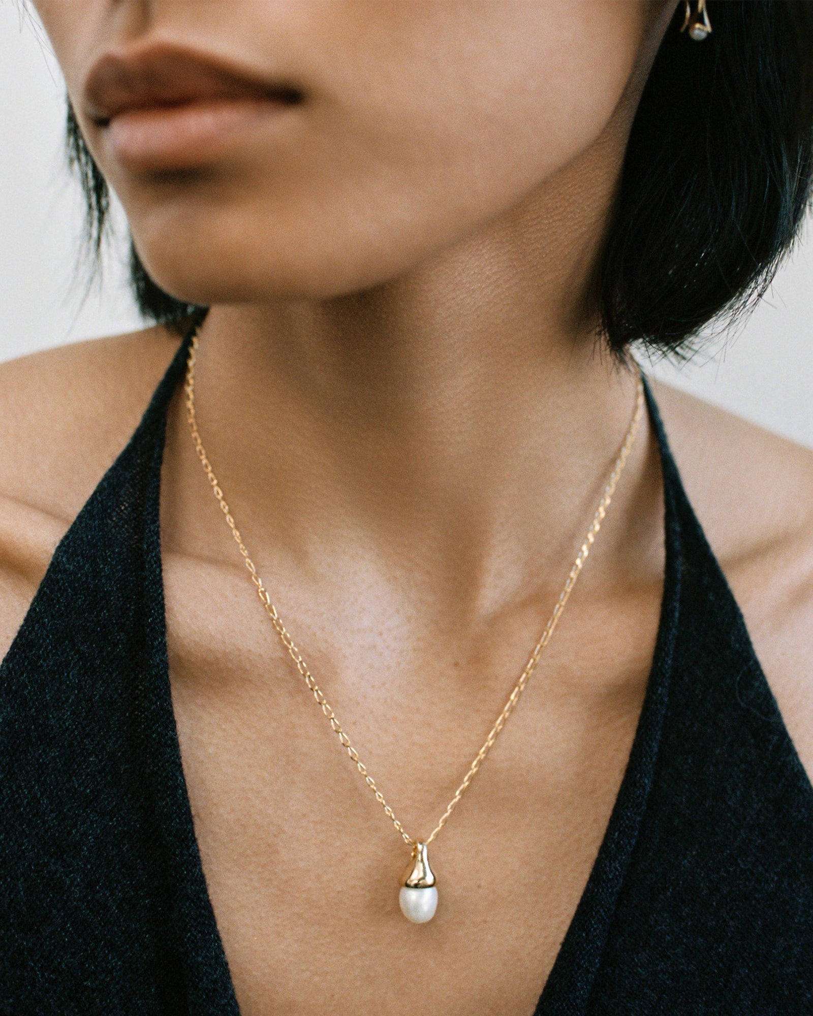 Anna Necklace | 18" 14k Gold Plated, White Pearl