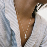 Anna Necklace | 18" Sterling Silver, White Pearl