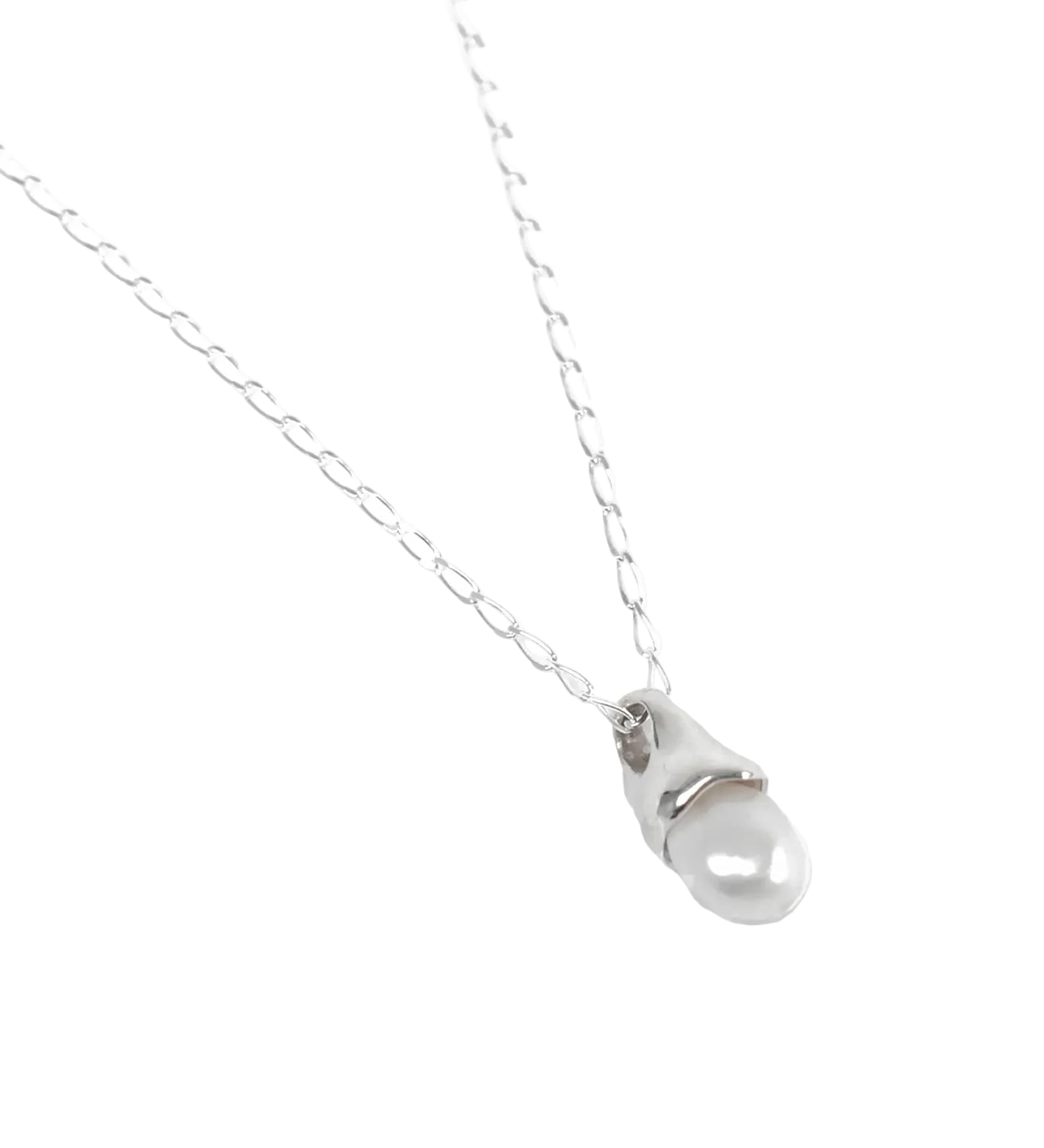 Anna Necklace | 18" Sterling Silver, White Pearl