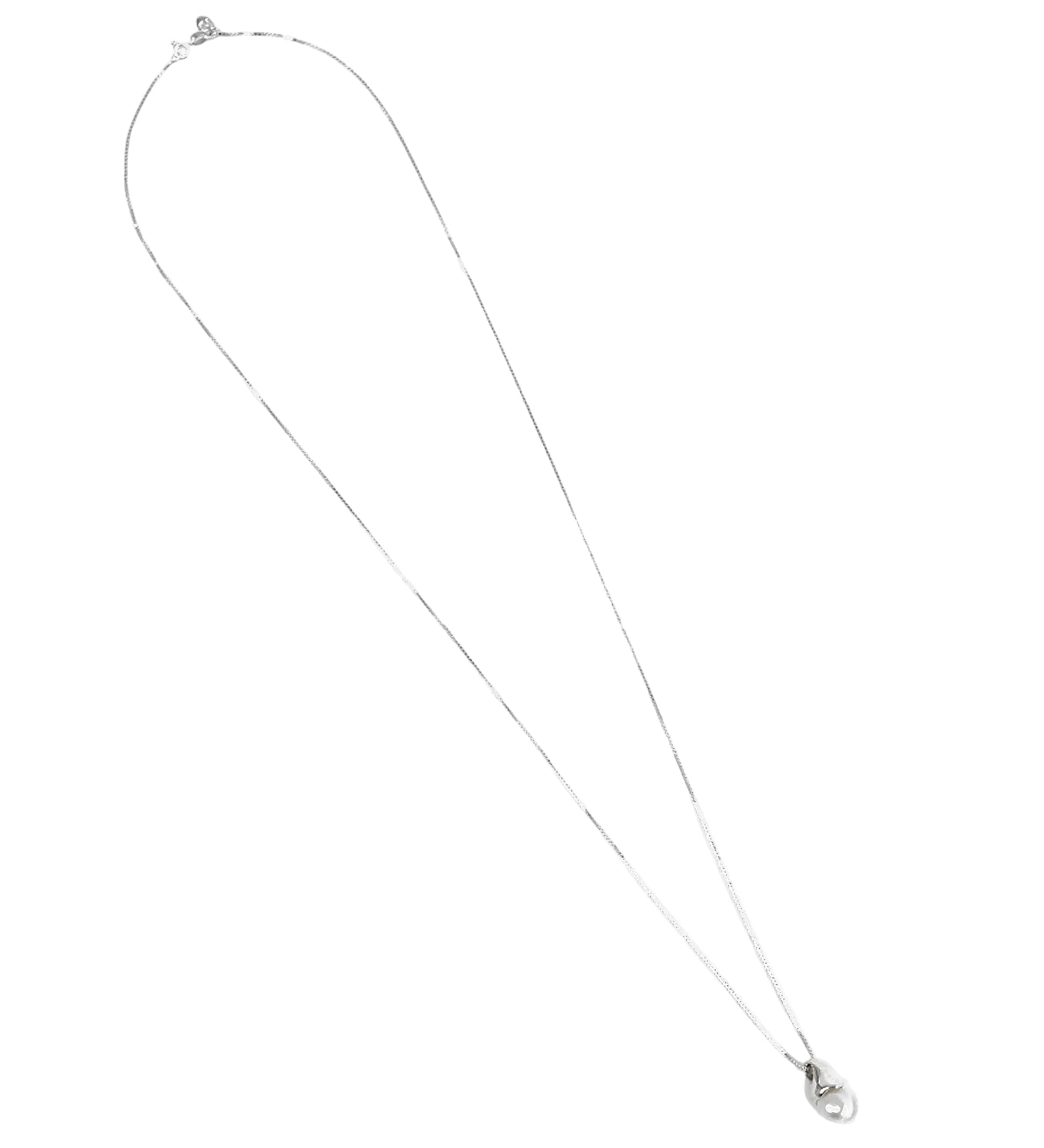 Anna Necklace | 30" Sterling Silver, White Pearl