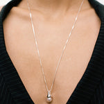 Anna Necklace | 30" Sterling Silver, White Pearl