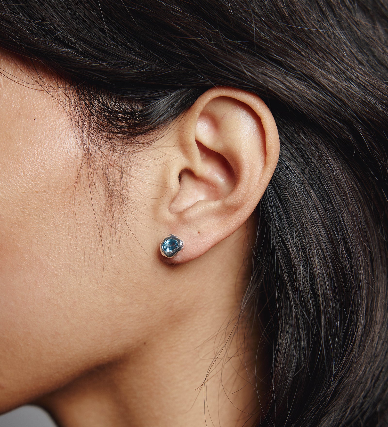 Cora Studs Sterling Silver, Blue Topaz