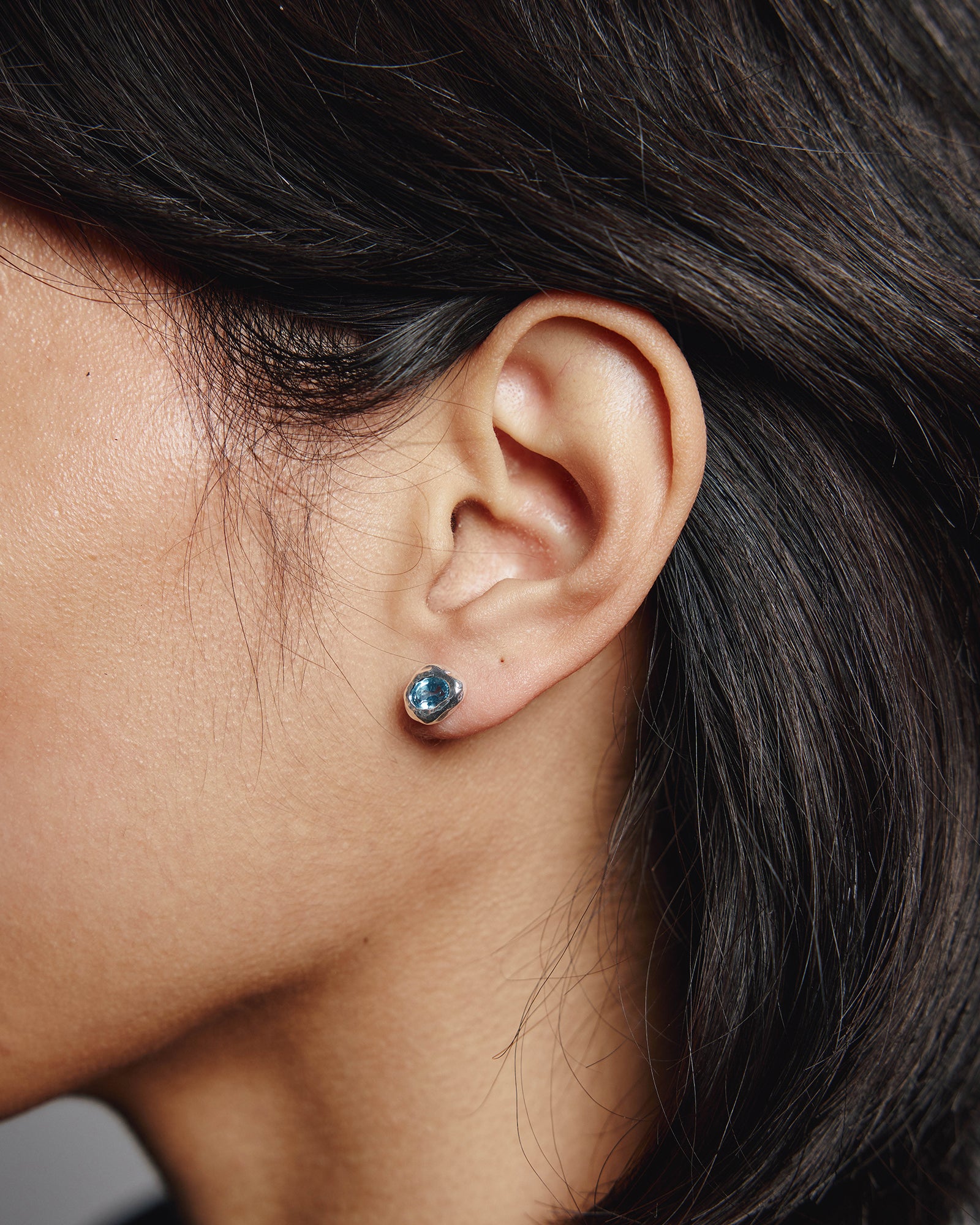 Cora Studs Sterling Silver, Blue Topaz