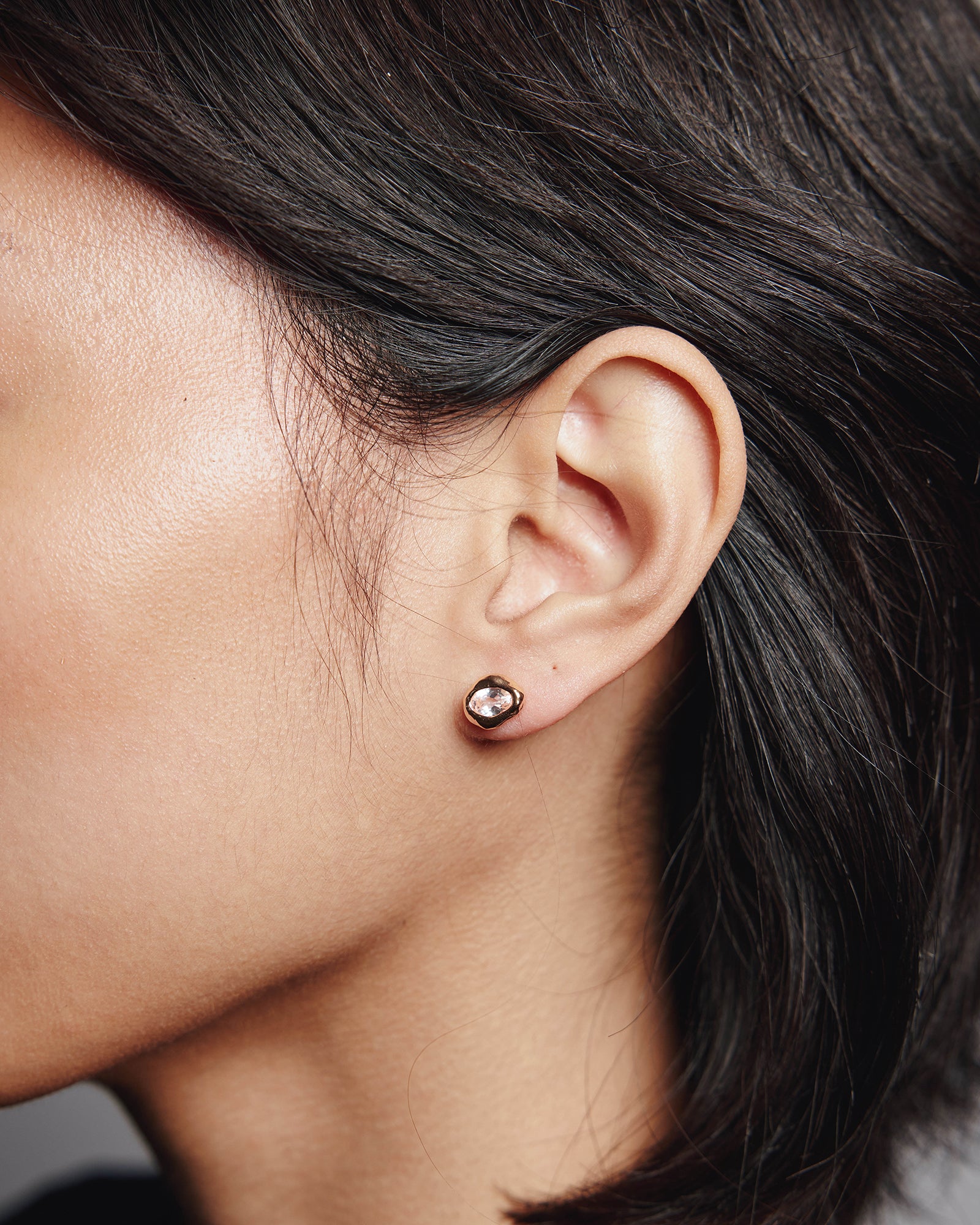 Cora Studs 14k Gold Plated, White Topaz