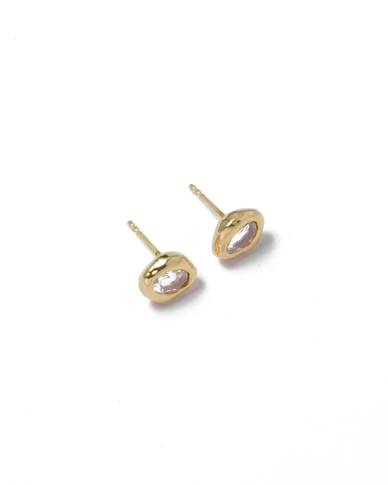 Cora Studs 14k Gold Plated, White Topaz