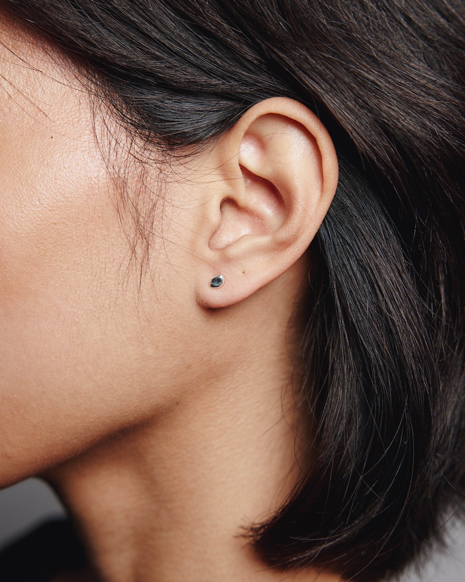 Small Bean Studs Sterling Silver